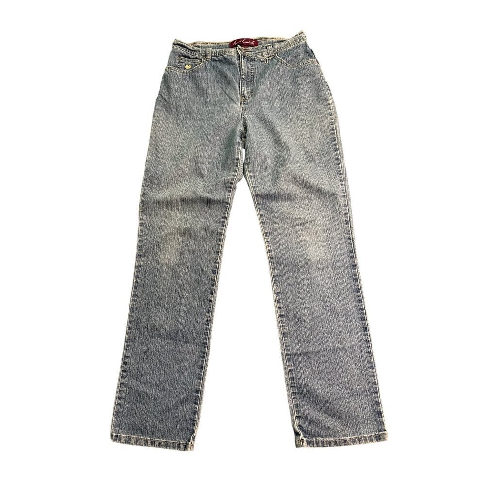 Gloria Vanderbilt Womens Size 6 Light Wash Straight Leg Denim Jeans With Embroid